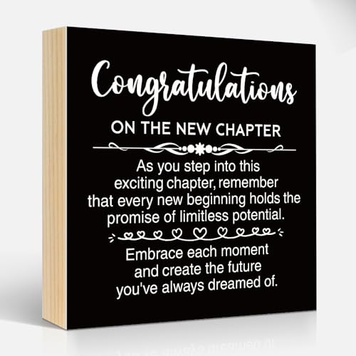 Funny Congratulations On The New Chapter 6x6 Inch Wood Box Signs - color: Black-White