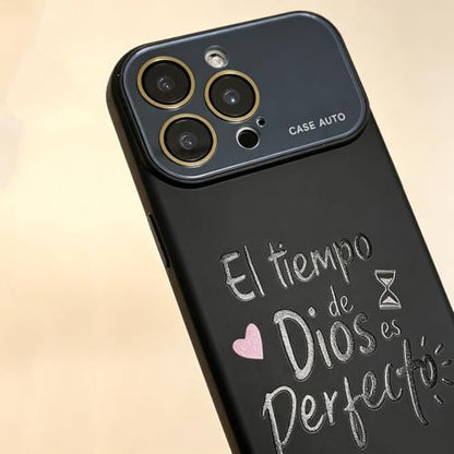 for iPhone 16 Pro Case God's Timing is Perfect Spanish Bible Verse Phone Case, Full Camera Lens Protection, Shockproof Drop Resistant Durable Cover (Black, iPhone 16 Pro) - color: black, size: iPhone 16 Pro