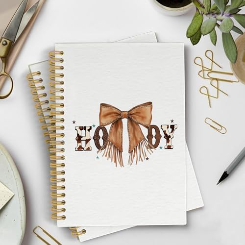 YLZlhb Western Coquette Leather Bow Spiral Notebook Journal, Howdy Western Notebooks for Note Taking, Cowgirl Gifts for Women, Retro Preppy Aesthetic Cowgirl Hardcover Spiral Journal 5.5x8.3 Inches - color: howdy