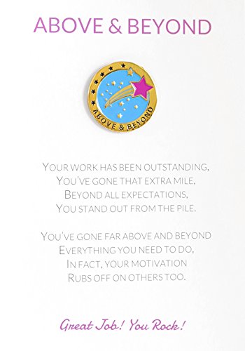 Above & Beyond Appreciation Greeting Card & Amazing Lapel Pin Gift, Perfect for Employee, Teacher, Student, Co-worker, Volunteer Recognition and Thanks - color: Above & Beyond