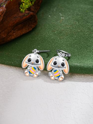 Dorunmo 925 Sterling Silver Dangle Drop Earrings for Women Holiday Earrings Hypoallergenic Halloween Christmas Jewelry Festival Gifts for Women - style: Easter-Bunny-04