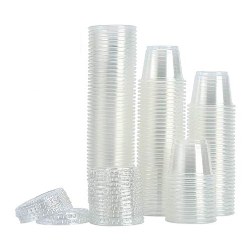 200-1oz Clear Polypropylene Small Plastic Containers | cups | with lids - size: Small (Pack of 1)