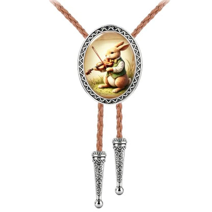 GelConnie Gothic Bolo Tie for Men Women 3D Art Western Cowboy Necktie - color: Rabbit Bolo Tie