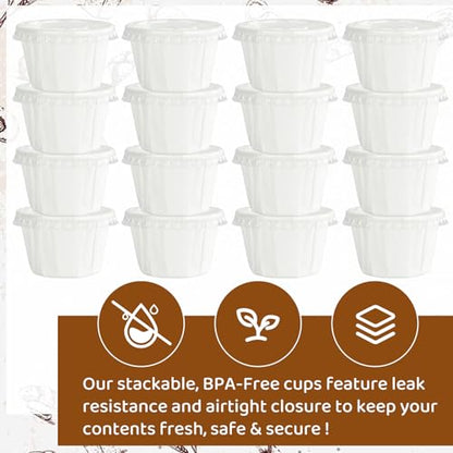 Disposable Sauce Cups 2.5oz,100 Count, Disposable Paper Condiment Cups with Lids, Ketchup Cups for Medication, Pills, Desserts, Samples and Sauce (White) - color: White-2.5oz
