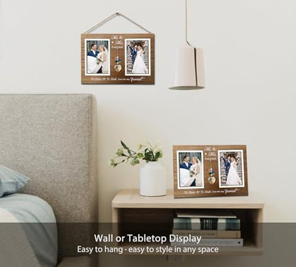 Mr. & Mrs. Wedding Picture Frame, Gift for Couple, K9 Crystal Charm - color: 1. Rustic Brown - To Have To Hold