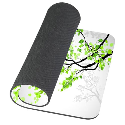 TSSOHU Gaming Mouse Pad, Green and White Leaf on Tree Branch Art Printing Rectangular Mouse Pad, Non-Slip Rubber MousePads for Office Home Laptop, 9.5""x7.9""x0.12"" Inch, WMJMP2425 - color: WMJ125