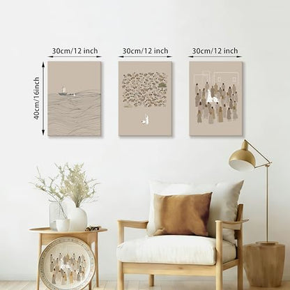 Christian Beige Bible Sketches Wall Art Jesus Canvas Prints 12"x16"x3 - color: Jesus Bible Story, size: 12"x16"x3Pcs