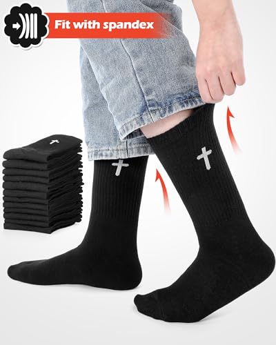 Shihanee 12 Pairs Cross Socks Men Crew - color: Black