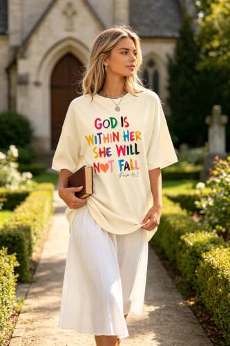 Christian Oversized Shirts Women Religious Faith Shirt Bible Verse Gifts Inspirational Graphic Jesus Tee - color: Apricot, size: Small