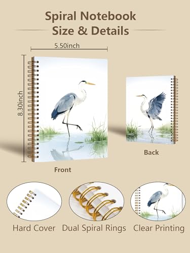 Blue Heron Gifts Notebook, Zen Nature Bird Journal for Adults Women, Bird Lover Watcher Gifts, Coastal Birding Hardcover Notebook Journal for Work Study 5.5x8.3 in - color: Blue Heron