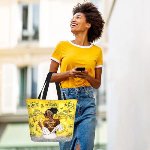 Funny Christian Tote Bags For Women With Zipper Christian Gifts For Work Gym Travel Beach Women With Large Capacity - color: African American