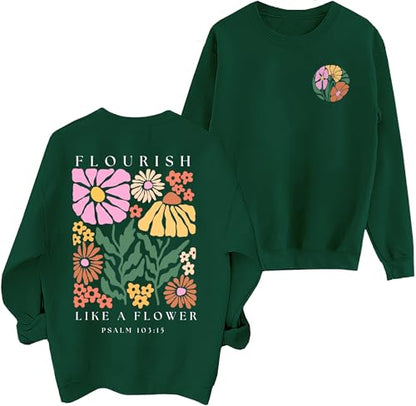 Christian Sweatshirts for Women Jesus Faith Pullover Long Sleeve - color: B-green, size: Large
