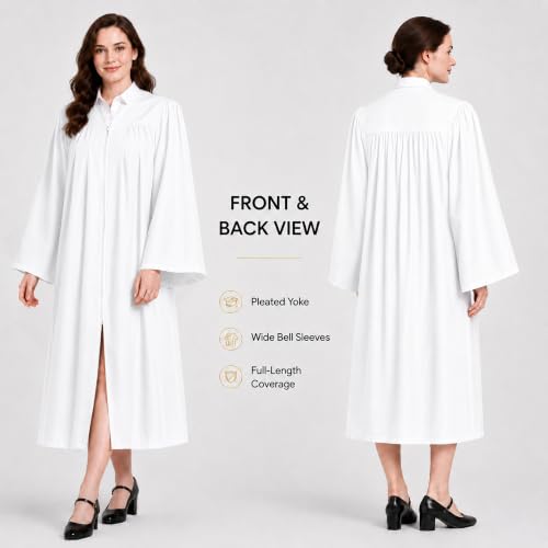 Happy Secret Adult Matte Choir Robe for Church, Graduation and Ceremonies - color: White, size: 63FF(6'6"-6'8")