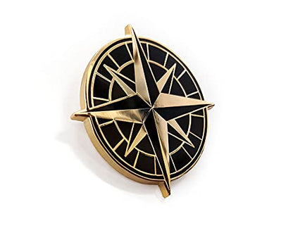 Pinsanity Black and Gold Retro Compass Enamel Lapel Pin