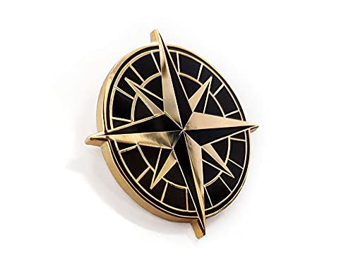 Pinsanity Black and Gold Retro Compass Enamel Lapel Pin