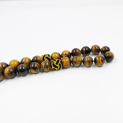 albasha Tasbih Natural Tiger eye stone With Tabizon handmade Muslim rosary bead Misbaha beads Islamic gift - size: 12mm x 45beads