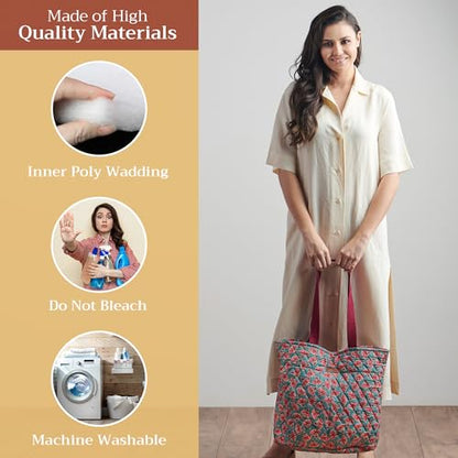 Maison d' Hermine Shopping Bags Cotton Quilted Tote Bag with Zipper Pockets - color: 033 - Bamako - Bakary
