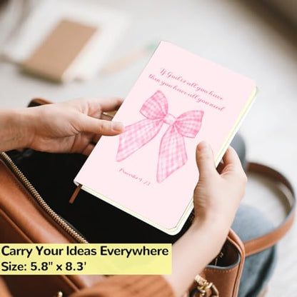 Pink Bow Bible Leather Lined Journal 200 Pages A5 Ruled Notebooks 05 - color: Multi 1568