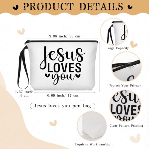 Sayglossy 13 Pcs Christian Gift Set Jesus Loves You Zipper Pouch with 12 Bible Verse Pens Bulk Inspirational Religious Gifts for Sunday School Bible Study Church Vbs