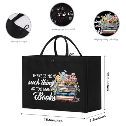 Book Tote Bag Christmas Librarian Bookish Gifts for Women Readers Book Lover - color: Black