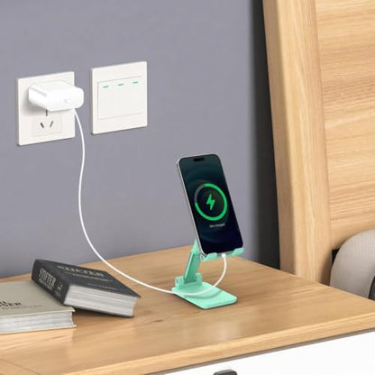 Folding Cell Phone Stand - Multi-Angle Universal Holder, Compatible with Most Phones & Tablets (Green) - color: Green