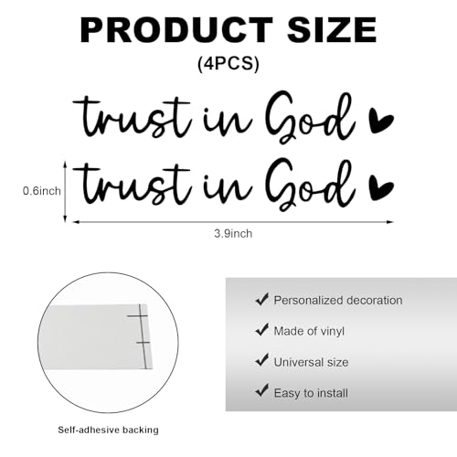 DXNQ 4PCS Trust in God Rearview Mirror Decals, Automotive Vinyl Rear View Mirror Decorative Stickers, Waterproof Trust in God Stickers for Car Truck Laptop, Car Accessories (Black) - color: Black, size: 4PCS