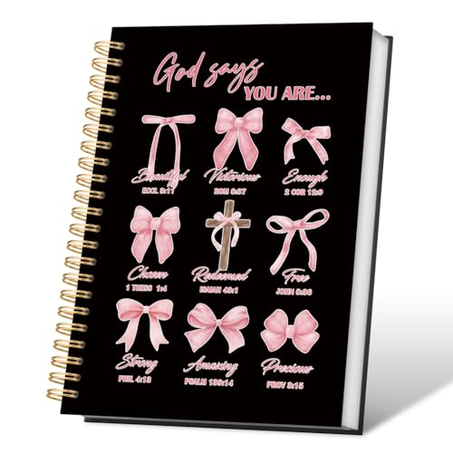 VONTP Bible Black Bow Christian Notebook Journal for Women, 5.5 x 8.3 Inch - color: 001-Black