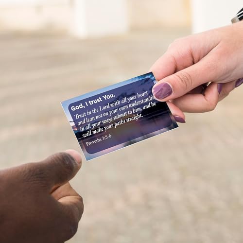 Pass It On Scripture Cards, Faith, Prov 3:5-6 - Pack of 25 Inspirational Christian Cards with Scripture Encouragement, Bible Verse Cards For Devotional, Bible Study, Memorization & Greetings - color: God I Trust You