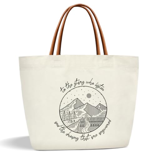 Tote Bags for Women Acotar Gifts for Women Canvas Tote Bags Aesthetic Acotar Velaris Merch Fantasy Novel Inspired Book Lover Gifts Grocery Beach Bag Shopping Handbag -12 - style: To the Stars Who Listen and the Dreams -12