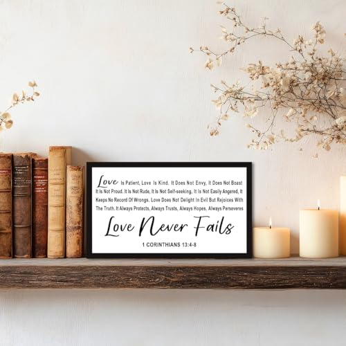 Love is Patient Love is Kind Wood Box Sign Desk Decor,1 Corinthians 13:4-8 Bible Verse Wooden Block Sign for Home Farmhouse Bedroom Wall Shelf Tabletop Decor - style: 1 Corinthians 13:4-8