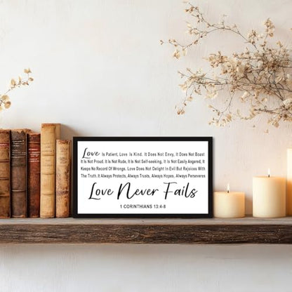 Love is Patient Love is Kind Wood Box Sign Desk Decor,1 Corinthians 13:4-8 Bible Verse Wooden Block Sign for Home Farmhouse Bedroom Wall Shelf Tabletop Decor - style: 1 Corinthians 13:4-8