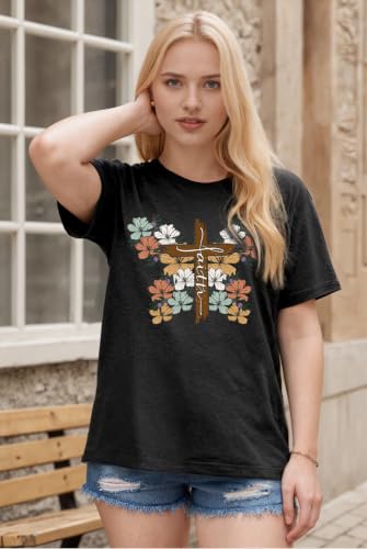 Women Christian Faith T Shirts - color: 4black, size: Medium