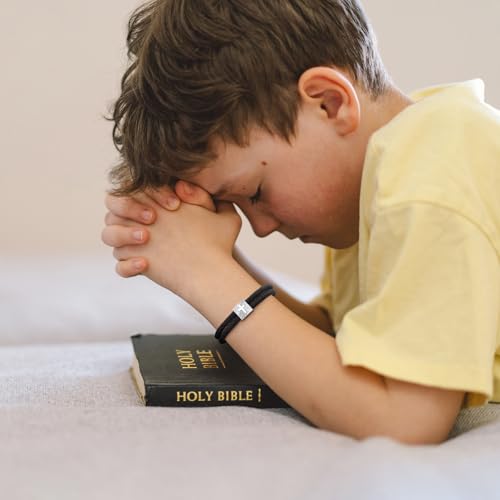 MEALGUET Christian Gifts Cross Bracelet for Boys : Adjustable Black Rope Faith Cross Bracelets for 6 8 10 12 14 16 Years Age Teenage Young Boy Son, Religious Jewelry Gift Ideas for Easter Baptism - style: To My Son