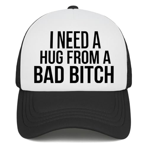 Funny Trucker Hats for Women Pink Black Men Funny Humor Hat for Girls Humor Hats - color: I Need a Hug from a Bad B