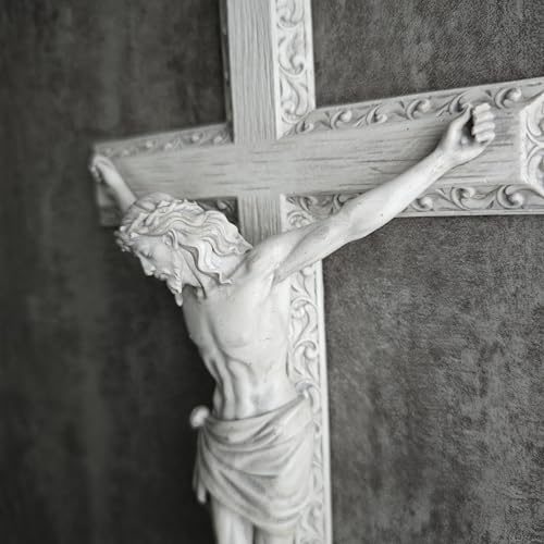 BC Catholic Crucifix Wall Cross 12" H Jesus Cross Wall Decor - color: White