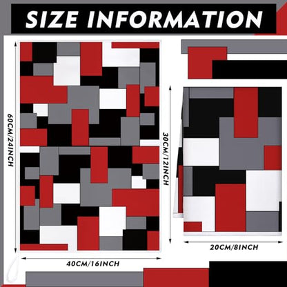 Boyiee Set of 6 Red Black Grey White Kitchen Towels Modern Geometric Decor - color: Black and Red