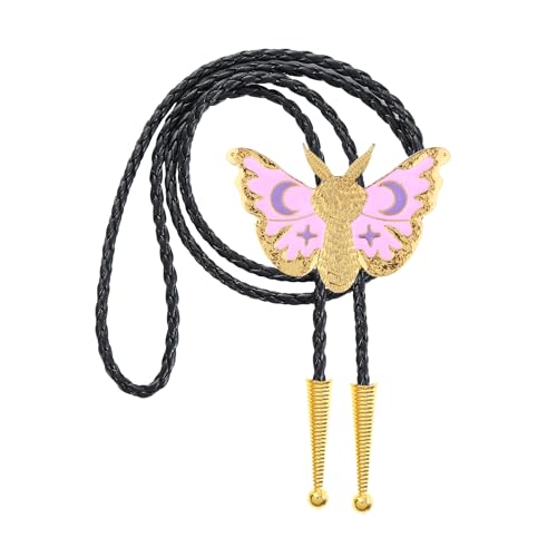 GelConnie Bolo Tie for Women Heart Cowboy Necktie Flower Gothic Mens Bolo Ties Bolero Necklace Red Western Ties for Men - color: Blue Gold Moth Tie
