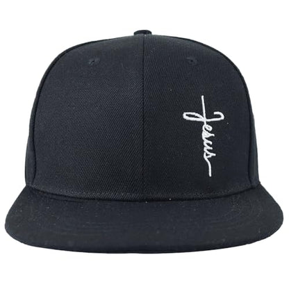 Classic Black Baseball Cap with Religious Cross Design, Adjustable Snapback Hat - color: Cross Black