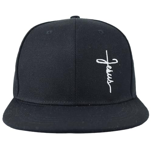 Classic Black Baseball Cap with Religious Cross Design, Adjustable Snapback Hat - color: Cross Black
