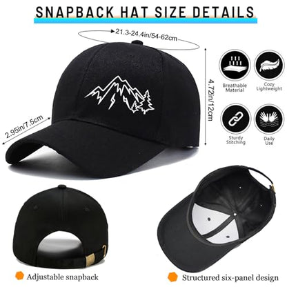 Baseball Cap Snapback Hats for Men Black Baseball Hat Cotton Trucker Dad Hat for Men - color: Mountain Tree