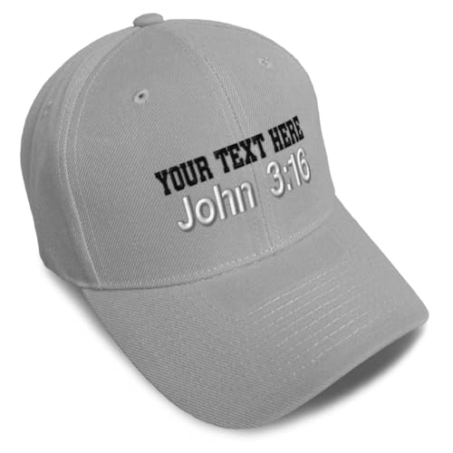 Baseball Caps for Men & Women Embroidered John 3:16 Jesus Christ Christian God Ladies & Men Baseball Hats - color: Gray Personalized Text Here
