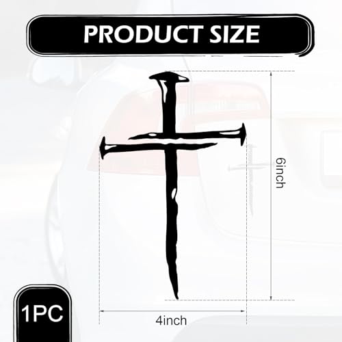 Christian Cross of Nails Sticker, Waterproof Bumper Cross Vinyl Decal for Car Truck Window Motorcycle Helmet Laptop Wall, Auto Accessories (Black) - color: Black