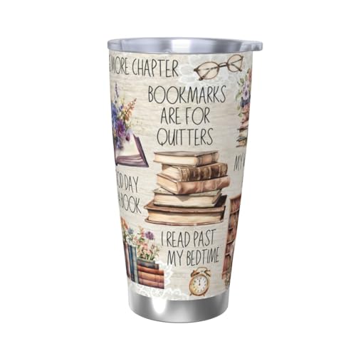 Reading Gifts for Women,Book Lover Coffee Tumbler Vacuum Insulated Stainless Steel Coffee Travel Mug Cup 20oz - style: reading