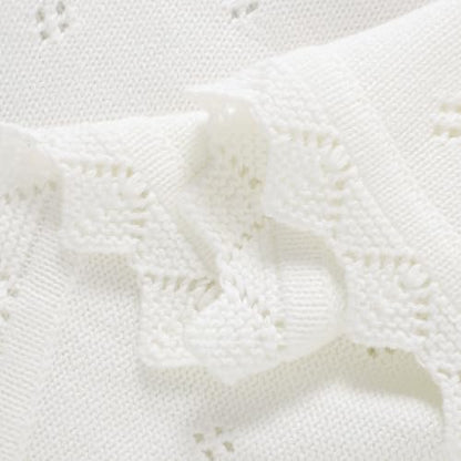 Baby Christening Blanket Cotton Soft Knit with Stitching Cross - color: White-glod