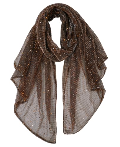 GERINLY Fashion Scarves for Women Lightweight Lace Printed Scarf Shawl Wrap - color: Darkbrown
