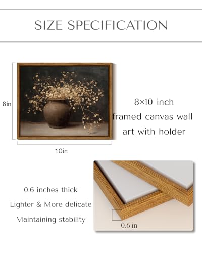 InSimSea Framed Canvas Wall Art, Dark Moody Still Life, 10" L x 8" W - color: Dark Flowers