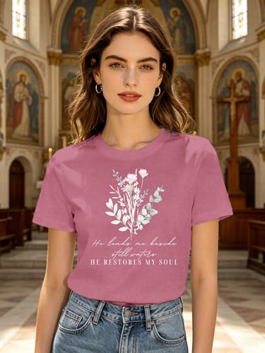 Christian Shirts for Women Faith Jesus Bible Verse Tops - color: Pink, size: Small