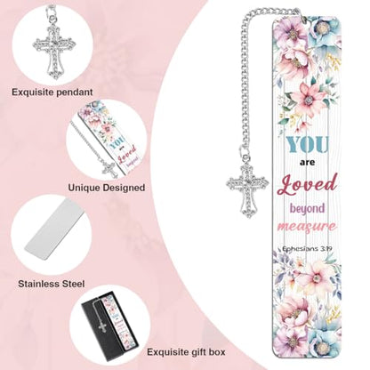 Metal Bible Verse Bookmarks Gifts, Christian Gifts for Women, Religious Motivational Book Marker for Friends Girl Sister Female Bookworms Book Club Religious Gift - style: YOU are Loved beyond meagure