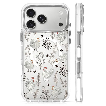 for iPhone 17 Pro Max/iPhone 18 Pro Max Case [Compatible with Magsafe],Girls Women Clear Magnetic Case Silicone Shockproof Protective Cover with Pattern Chicken Butterfly Flower - color: Chicken Butterfly Flower, size: iPhone 17 Pro Max/iPhone 18 Pro Max