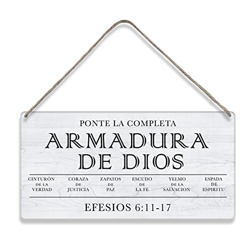 Bible Verse Home Wall Decor La Armadura De Dios Efesios 6:11 Scripture Signs Rustic Hanging Wall Plaque Wooden Christian Religious Sign - color: Efesios 6:11